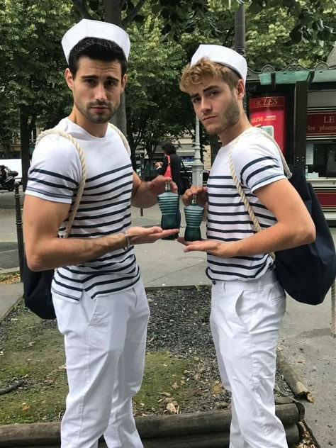 Sailor Halloween Costumes Men, Sailor Costume Men, Sailor Outfit Mens, Batchelor Party, Sailor Halloween Costumes, Sam Heughan Gay, Pride 2023, Sailor Outfit, Sailor Costume