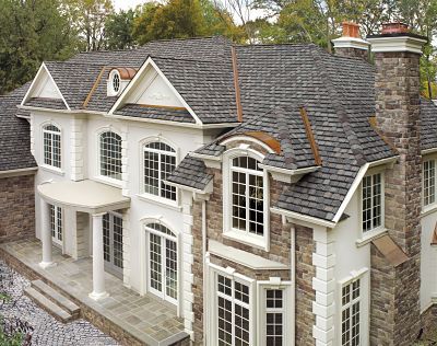 GAF Camelot asphalt shingles provide a traditional look.  We install GAF roofing in the Minneapolis MN area. http://www.quarve.com Slate Roof Shingles, Timberline Shingles, Slate Shingles, Roof Shingle Colors, Roofing Shingles, Roofing Options, Shingle Colors, Blue Roof, Roof Maintenance