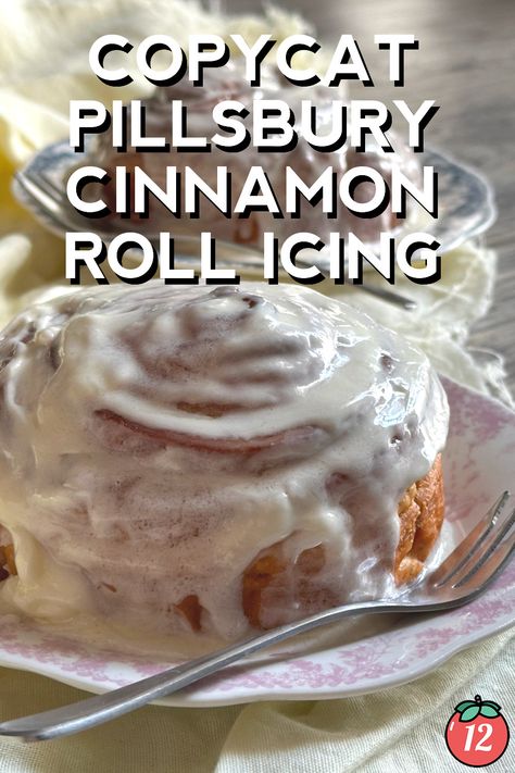 Copycat Pillsbury Cinnamon Roll Icing | 12 Tomatoes Cinnoman Roll Frosting, Copycat Pillsbury Cinnamon Rolls, Diy Icing For Cinnamon Rolls, Best Cinnamon Roll Frosting, Home Made Cinnamon Roll Icing, Powdered Sugar Icing For Cinnamon Rolls, Cinnamon Roll Sauce, Cinnamon Rolls Topping Recipe, Icing For Cinnamon Rolls Powdered Sugar