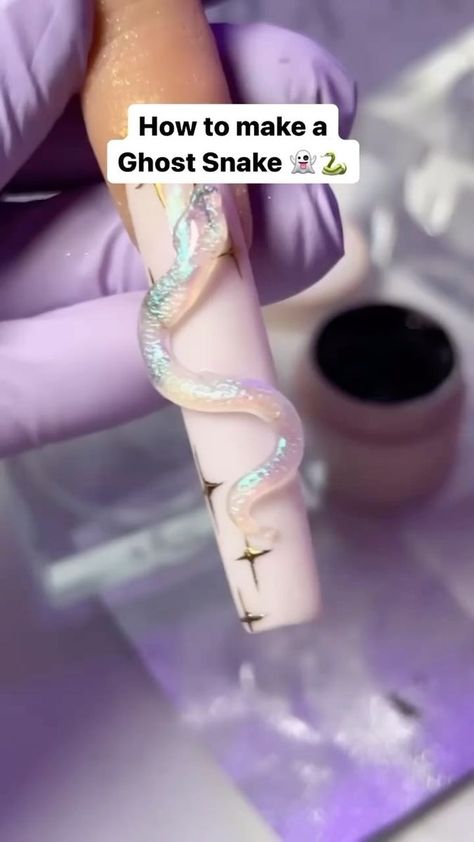 We love this ghost snake by @thepaintedkoi , but the pusher scale technique was BRILLIANT!! 🐍 👻 Products: @kiaraskynails #nailpromagazine #nailartlove #nailinspo💅 #3dnailart ##3dnails #halloweennails #snakenails #nailsofinstagram #ghostnails | Nailpro | Ethan Schreiber · Ghouls Night Out Ghouls Night, Horror Nails, Dragon Nails, Diamond Nail Art, Nail Art Gel, Fancy Nails Designs, Gel Nails Diy, Cute Acrylic Nail Designs, Nail Art Designs Diy