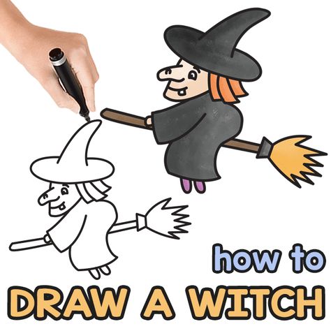 how to draw halloween Archives - Easy Peasy and Fun How To Draw Halloween Stuff For Kids Easy, Easy Draw Halloween Pictures, How To Draw Halloween Doodles, How To Draw A Witch, Easy Halloween Drawings For Kids, Witch Drawing Easy, Easy Witch Drawing, Halloween Pictures To Draw, Witch Drawings