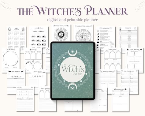 ✦ The Witch's Planner: Your Ultimate Guide to Magical Organization ✦ Unlock the secrets of effective magical practice with The Witch's Planner, the essential tool for modern witches. This beautifully designed planner seamlessly blends practical planning with spiritual guidance, helping you stay organized while enhancing your witchcraft. Perfect for witches of all levels, The Witch's Planner includes moon phase tracking, Sabbat celebrations, spell and ritual logs, tarot journal sheets and much more. FEATURES:  ✦ Daily, Weekly, and Monthly Planning:  Stay on top of your daily tasks while integrating your spiritual practices. ✦ Moon Phase Calendar, Guide, And Tracker:  Align your spells and rituals with the lunar cycle for maximum potency. ✦ Wheel Of The Year, Sabbat Celebrations:  Informatio Witches Journal, 2025 Journal, Journal Astrology, Astrology Wheel, Witch Planner, Tracking Journal, Witchy Planner, Journal Sheets, Witch Journal