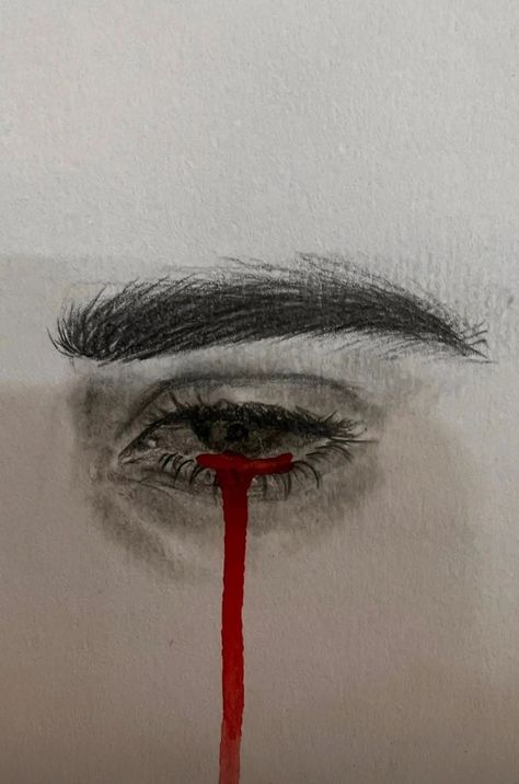 Losing Control Art, Its All My Fault Drawing, Emotions In Eyes, Dead Eyes Drawing, Red High Eyes Drawing, Dark Paintings Creepy Easy, Red Eye Drawing, Sick Sketches, Blood Drawing