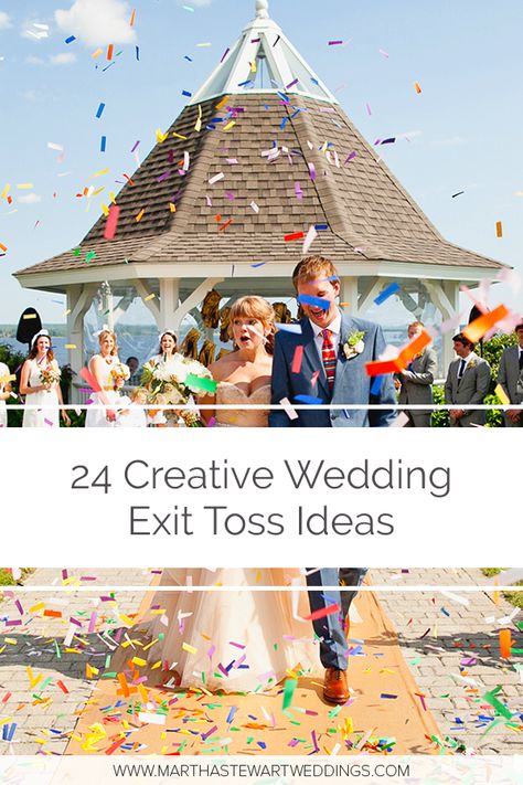 Massive amounts of rainbow confetti was tossed as the bride and groom recessed up the aisle. #weddingtoss #weddingexits #weddingideas #weddingdance | Martha Stewart Weddings - 24 Creative Wedding Exit Toss Ideas Confetti Wedding Exit, Eco Friendly Confetti, Wedding Toss, Wedding Exit, Rainbow Confetti, Wedding Exits, Star Wars Wedding, Wedding Confetti, Martha Stewart Weddings