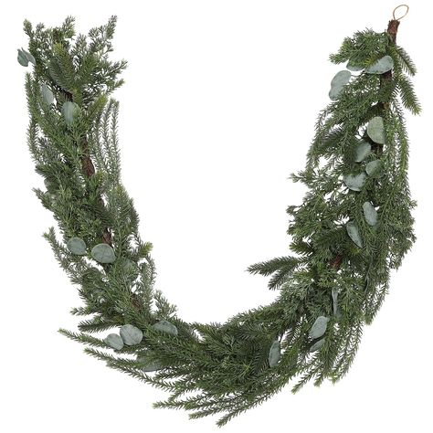 6ft. Hanging Pine & Eucalyptus Garland by Ashland® | Michaels Best Artificial Christmas Trees, Minimalist Tree, Simple Ornaments, Flocked Tree, White Fairy Lights, Flocked Trees, White Fairy, Artificial Christmas Trees, Christmas Vibe