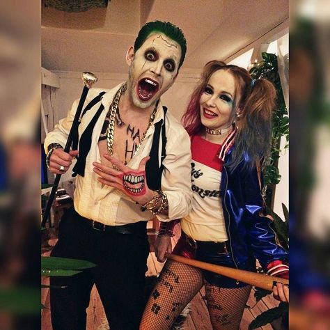 disfraces de parejas para halloween harley quinn y el guason Scary Couples Halloween Costumes, Joker Halloween Costume, Clueless Halloween Costume, Pregnant Halloween Costumes, Harley Quinn Halloween, Joker Costume, Halloween Coustumes, Couples Halloween Outfits, Cute Couple Halloween Costumes