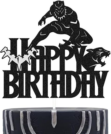 Happy Birthday Black Panther, Black Panther Cake Topper Printable, Black Panther Cake Topper, Black Panther Superhero, Black Panther Character, Moana Theme, 50th Birthday Quotes, 30th Birthday Decorations, Party Topper