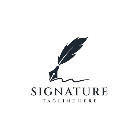 Feather silhouette ink logo design ins... | Premium Vector #Freepik #vector #feather-pen #quill-pen #feather-logo #writing-logo Ink Logo Design, Feather Silhouette, Letter Logo Inspiration, Ink Logo, Feather Logo, Quill And Ink, Star Logo Design, Handwritten Logo, Graphic Design Business Card