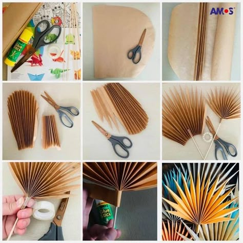 Paper Palms Diy, Diy Paper Palm Leaves, Diy Palm Leaves, Paper Crafts Tutorial, Jewels Diy, Toppers Diy, Paper Party Decorations, Salon Suites Decor, Wedding Backdrop Design