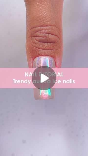 How To Holographic Nails, Aurora Glass Nails, Holo Powder Nails, Aurora Chrome Nails, Holographic Nail Tips, Aurora Nails Design, Crom Nails, Aurora Nails Tutorial, Chrome Powder Nails