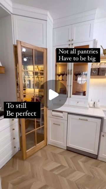 Gwendolyn Jones on Instagram: "I love this corner pantry space, well organized, great solutions , great functionality, & the door design… yeah add it to the cart 🛒   🎥 via @nsrmzn_  this is perfect 😍   #organized#organizer#declutter#homesweethome#homehacks#lifehacks" Free Standing Corner Pantry, Double Sided Glass Cabinets, Corner Cabinet Pantry Ideas, Corner Walking Pantry, Corner Pantry Floor Plan, Corner Pantry Sliding Door, Howdens Corner Pantry, Removing Corner Pantry, Small Kitchen With Corner Pantry