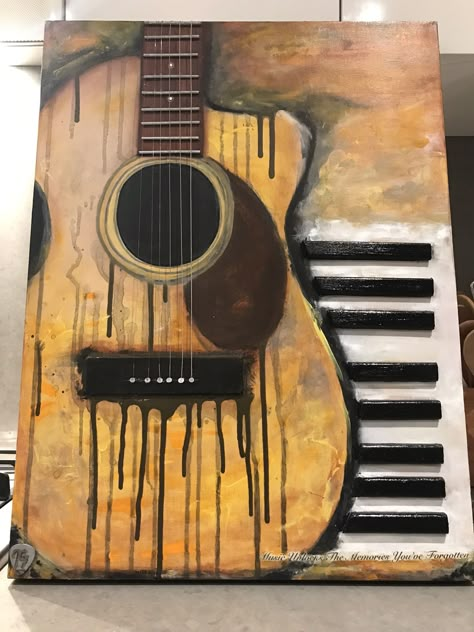 Guitar Oil Painting, Guitar Drawing Art Paintings, Guitar Painting Ideas On Canvas, Guitar Paintings, Guitar Painting On Canvas, Guitar Painting Canvas, Music Painting Canvas, Guitar Art Painting, Music Art Painting