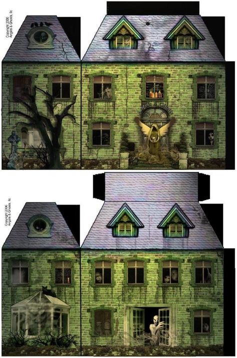 PAPERMAU: Halloween Special - An Easy-To-Build Haunted House Paper Model by Angels & Ghosts Paper House Printable, 3d Paper Houses, Paper Models House, Halloween Diy Paper, Paper House Template, Halloween Diorama, Fairy House Crafts, Casa Halloween, House Template