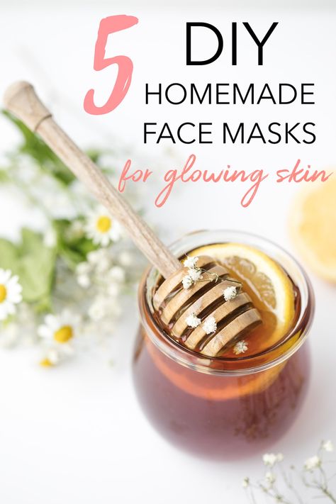 Get glowing skin with these simple homemade face masks that you can whip up quickly! They are all-natural and so much cheaper than store-bought options! #homefacemask #glowingskin #diyfacemask #homemadefacemask Diy Facial Mask, Homemade Beauty Recipes, Honey Face Mask, Get Glowing Skin, Glowing Skin Mask, Ginger Smoothie, Natural Face Mask, At Home Face Mask, Brown Spots On Face