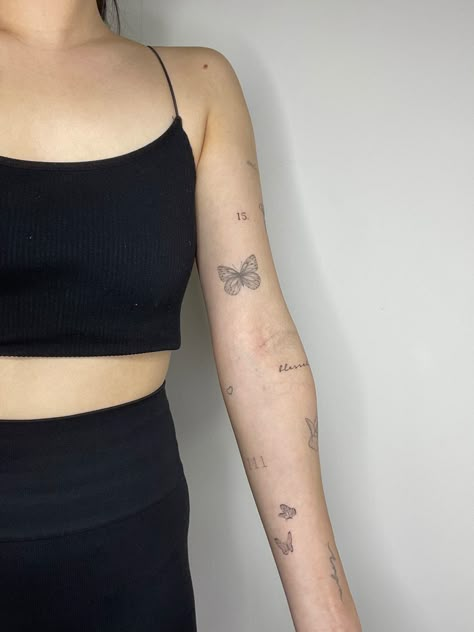 Fine lines tattoo Line Work Sleeve Tattoo, Fine Line Patchwork Tattoo, Fine Line Sleeve Tattoo Women, Fine Lines Tattoo, Fine Line Tattoo Arm, Fine Line Sleeve, Fine Line Tattoo Sleeve, Straight Line Tattoo, Line Tattoo Arm