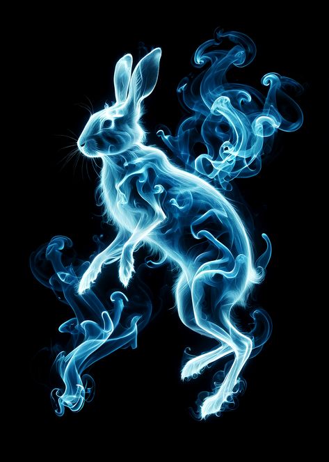 magic, patronus, harry potter, summon, invocation, fantasy art, blue, animals, majestic, creature, ghostly, spirit, fantasy creatures, phone wallpaper, epic wallpaper, animals lovers wallpaper, rabbit, bunny, hare, Ghost Animals Art, Crystal Creature Art, Harry Potter Patronus Art, Patronus Animals, Harry Potter Animals, Fantasy Bunny, Patronus Art, Wallpaper Rabbit, Patronus Harry Potter