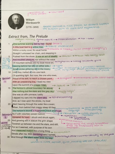 Extract From The Prelude Poem Analysis Gcse, Prelude Annotations, English Literature Study Aesthetic, Revision Notes English Literature, Gcse English Poem Analysis, The Prelude Annotations, Extract From The Prelude Annotations, Gcse English Literature Revision, English Revision Aesthetic