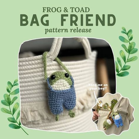 ✨Pattern Release: Frog & Toad Bag Friends ✨ Go grab a lil bag friend on my Etsy, it’s now up!! (Link in bio) 🥰 This was the first time I… | Instagram Frog And Toad Crochet Pattern, Crochet Bag Friend, Frog Bag Crochet, Frog And Toad Crochet, Crochet Quick Projects, Crochet Toad, Yarn Plushies, Toad Bag, Frog Crochet Pattern