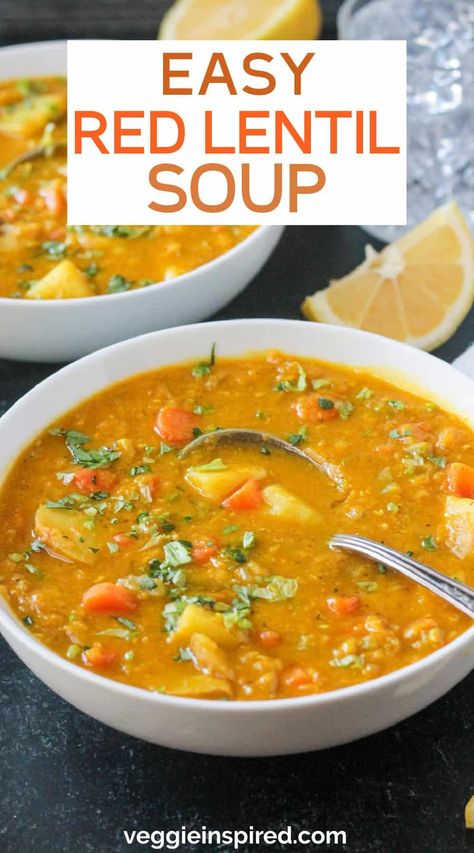 This easy Red Lentil Potato Soup is flavorful, nourishing, and budget-friendly. It's packed with protein, energizing carbohydrates, and anti-inflammatory spices. Ready in under 40 minutes, it's great for weeknight dinners and is the perfect dish to fill you up any time of year.