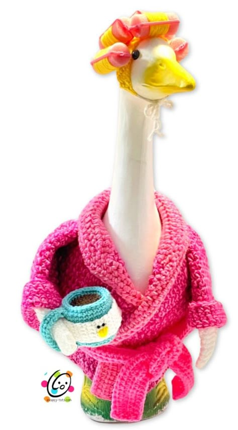 Midlife Marge Crochet Set – snappy tots Concrete Goose Outfits, Porch Geese, Porch Goose Clothes, Goose Costume, Garden Goose, Duck Clothes, Concrete Goose, Goose Crochet, Crochet Goose