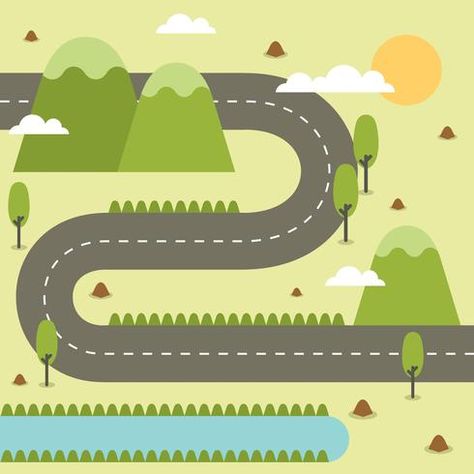 Road Map Illustration, Road Map Design, Roadmap Template, Kids Craft Box, Cartoon Map, Map Logo, Train Posters, Map Illustration, Infographic Design Inspiration