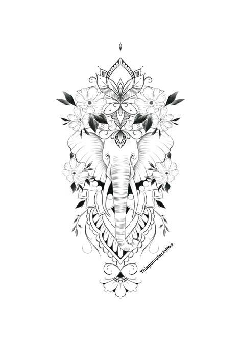 Mandala Elephant Tattoo, Third Eye Tattoos, Mum Tattoo, Elephant Tattoo Design, Boho Tattoos, Mandala Tattoos, Cool Chest Tattoos, Leg Tattoos Women, Tattoo Style Drawings