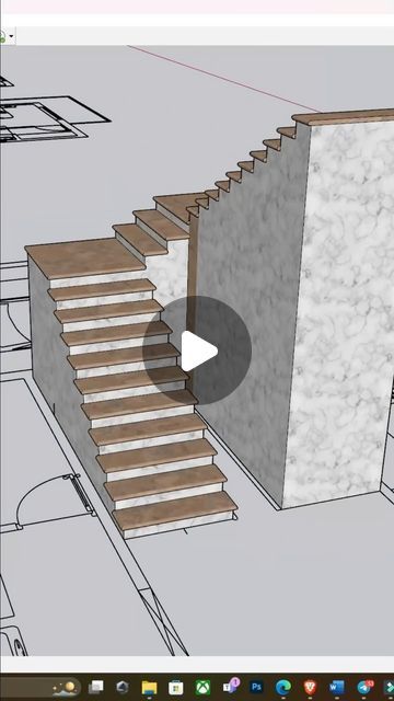 Sketchup House, Arch Board, Sketchup Rendering, Youtuber Subscribe, 3d Autocad, Sketchup Model, Reels Instagram, Staircase Design, Design Architecture