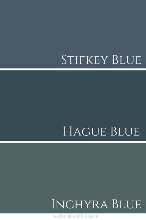 Farrow & Ball Hague Blue - Claire Jefford Hague Blue Bathroom Farrow Ball, Farrow And Ball Paint Downpipe, Blue Hague Living Room, Farrow And Ball Stiffkey Blue Bathroom, Inchyra Farrow And Ball, Farrow And Ball Inchyra Blue Kitchen, Sloe Blue Farrow And Ball, Hauge Blue Paint, Farrow And Ball Colours Blues