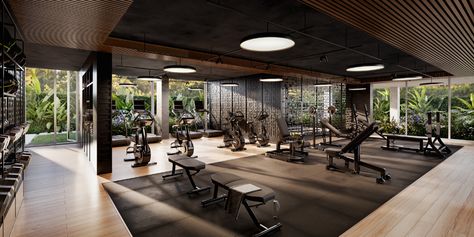 Gallery of Construction Begins on ODA's ZETA Residential Building in Buenos Aires - 13 Bali Gym, Gym Design Interior, Gym Center, Small Home Gym, Luxury Gym, Desain Pantry, Hotel Gym, Gym Room At Home, Gym Interior