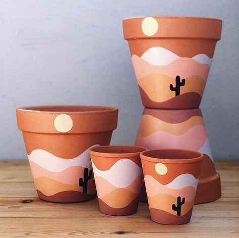 Terracotta Fever 🧡🔥 on Instagram: “Adoring these painted pretties! Thanks for the #terracottafever @tenderterracotta 🧡🔥  Featured by @dearestnature   .  Tag us…” Terracotta Pots Design, Diy Painting Plant Pots, Pot Painting Inspiration, Cute Terracotta Pots, Painted Items To Sell, Diy Paint Planter Pot, Paint Pots Terracotta, Plant Pot Inspiration, Terracotta Planter Painted