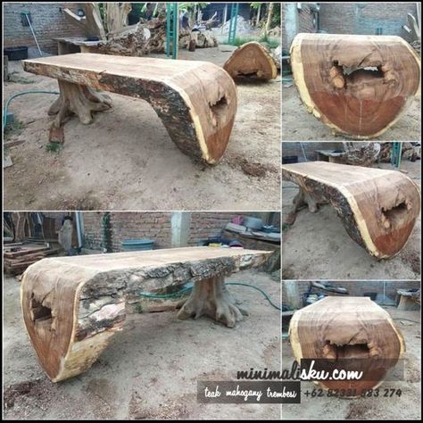 Tree Table for Beginners Rustic Furniture Design, Rustic Log Furniture, Wood Table Design, Tree Stumps, Diy Tree, Tree Table, Log Furniture, Patio Decorating Ideas On A Budget, Kitchen Furniture Design