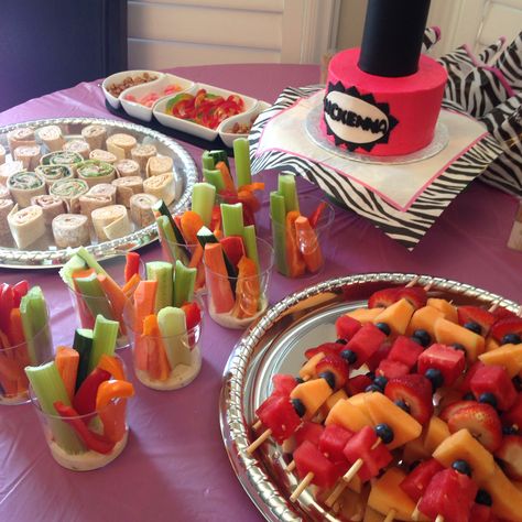 Spa party food idea! Spa Party Food Ideas For Women, Spa Party Snack Ideas, Pamper Party Food, Threenager Party Food Ideas, Spa Party Snacks For Kids, Spa Day Themed Birthday Party, Spa Birthday Party Snacks, Spa Brunch Party, Spa Night Food