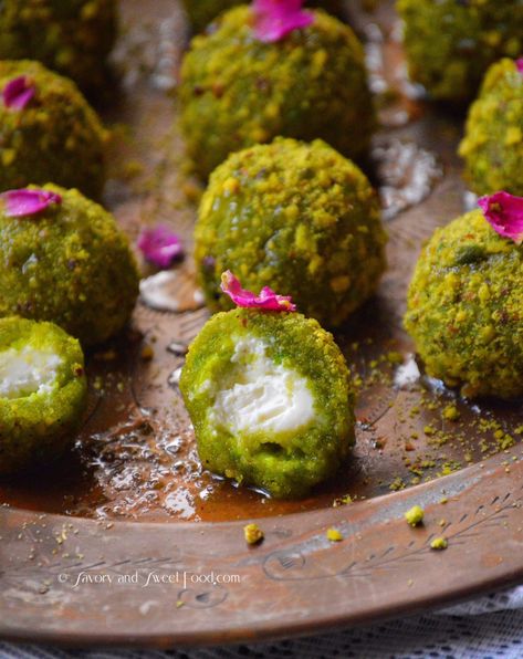 Mafroukeh Truffles – Savory&SweetFood Eid Dessert Recipes, Arabisk Mad, Ramadan Sweets, Arabic Sweets Recipes, Lebanese Desserts, Ramadan Desserts, Arabic Desserts, حلويات عربية, Arabic Dessert