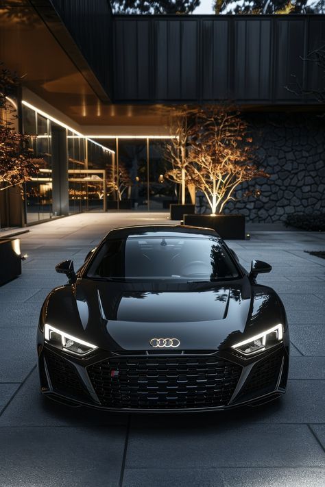 Audi Car Aesthetic Wallpaper, Audi Cars Aesthetic, Black Audi Aesthetic, Audi Car Aesthetic, Audi R8 Aesthetic, Black Cars Wallpaper, Black Car Aesthetic, Dream Car Aesthetic, Audi R8 Matte Black