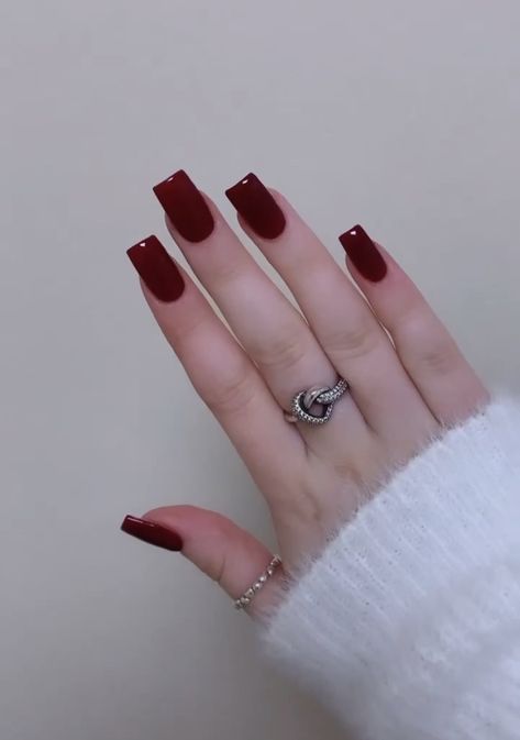 Wine Colour Nails, Red Wine Nails, Acrylic Nails Red, Wine Colour, Wine Nails, Long Acrylic Nails Coffin, Nails Red, Long Acrylic, One Colour