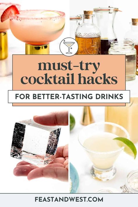 Level up your mixology game with these easy cocktail hacks. You'll be making restaurant-quality craft cocktails at home in no time. Cocktail Set Up For Party, Homemade Sour Mix, Homemade Ginger Ale, Frozen Drinks Alcohol, Margarita Salt, Mezcal Cocktails, Cherry Cocktail, Make Simple Syrup, Homemade Syrup