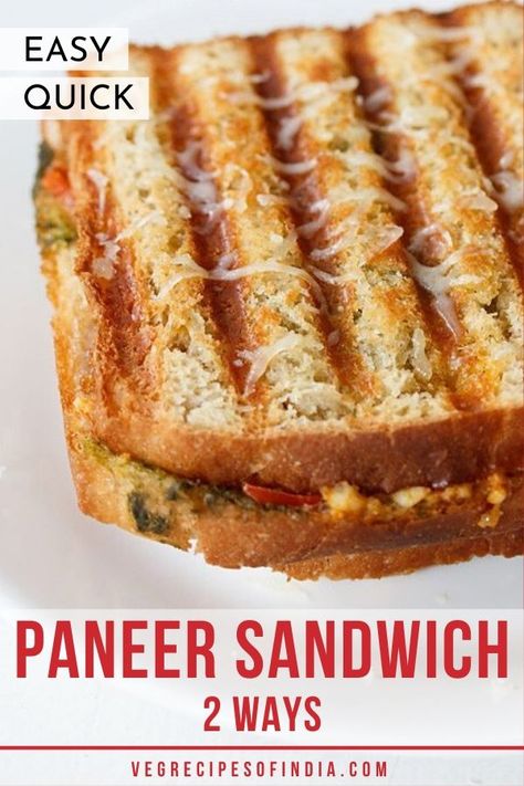 Sandwich Recipes Indian, Paneer Sandwich, Grilled Paneer, Paneer Cheese, Paneer Dishes, Indian Dinner, Grilled Sandwich, Paneer Recipes, Tasty Vegetarian Recipes