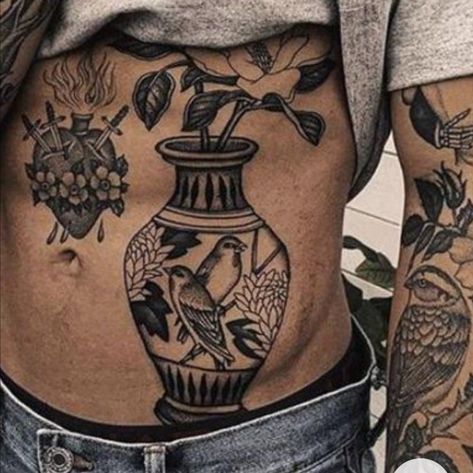 Historical Tattoos, Vase Tattoo, Torso Tattoos, Palm Tattoos, Silhouette Tattoos, Palm Tree Tattoo, The Palms, Men Fashion Casual Outfits, Make Your Mark