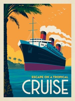 Coastal Collection | Anderson Design Group Tropical Cruise, Ship Poster, Anderson Design Group, Vector Art Design, Raster To Vector, Dorm Art, Canvas Banner, Vintage Poster Design, Cruise Travel