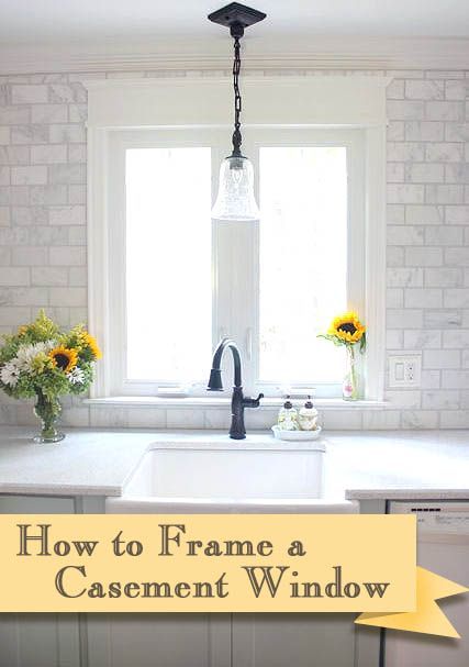 How to Frame and Install Window Casing and Trim by Pretty Handy Girl Kitchen Window Casing, Framed Kitchen Window, Kitchen Window Trim Over Sink, Trim Casing, Kitchen Window Dressing, Window Framing, Gray Grout, Interior Window Trim, Window Kitchen