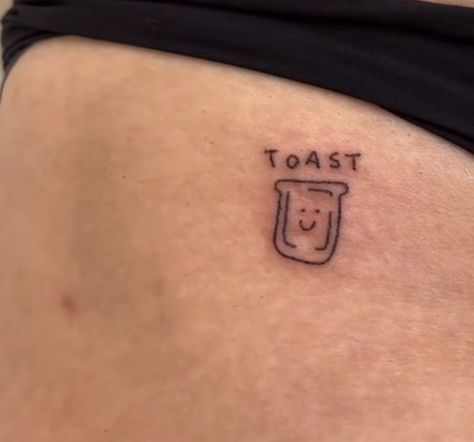 Avocado Toast Tattoo, Bread And Butter Tattoo, French Toast Tattoo, Burnt Toast Tattoo, Tea And Toast Tattoo, Toaster Tattoo, Toast Tattoo, Hippie Doodles, Bacon Tattoo