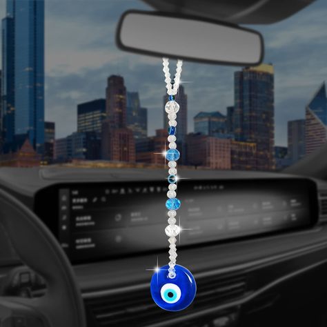 PRICES MAY VARY. 【Reliable material】this evil eye jewelry is made of glass,it is not easy to fade or deform, the clasp of this car interior hanging accessory is sturdy and durable,Matching with the evil eye jewelry gracefully creates a strong color impact, It meets your needs for long-term use and brings you different decorative effects. 【Evil Eye Car Hanging Ornament】you will get an evil eye car hanging ornament,The design of the evil eye flashes behind the rearview mirror together with transpa Beaded Car Accessories, Evil Eye Car Hanging, Evil Eye Hanging Decor, Car Mirror Decor, Car Mirror Decorations, Interior Environment, Car Hangers, Rear View Mirror Accessories, Rear View Mirror Decor