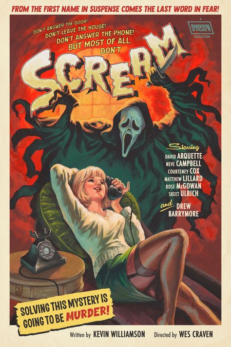 Horror Movie Artwork, Scream Comic, Slasher Movie Poster, Scream Comic Art, Retro Horror Movie Posters, Scream Comic Poster, Scream Poster, Scream Character Posters, Scream Movie Poster Vintage Horror