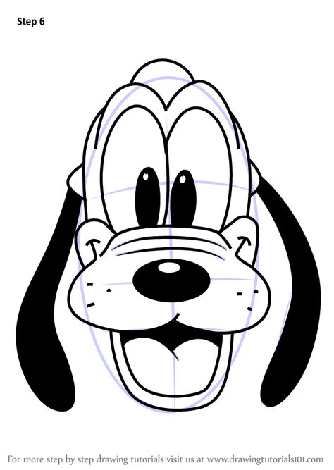 Learn How to Draw Pluto Face from Mickey Mouse Clubhouse (Mickey Mouse Clubhouse) Step by Step : Drawing Tutorials Pluto Disney, Cartoon Drawings Of People, Disney Silhouette, Mouse Drawing, Cartoon Drawing Tutorial, Goofy Drawing, Easy Cartoon Drawings, Classic Cartoon Characters, Learn Drawing