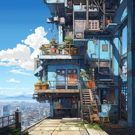 Cyberpunk House, Cyberpunk Building, Scifi Building, Scifi City, Sci Fi City, Arte Punk, Cyberpunk City, Cool Wallpapers Art, Fantasy Art Landscapes