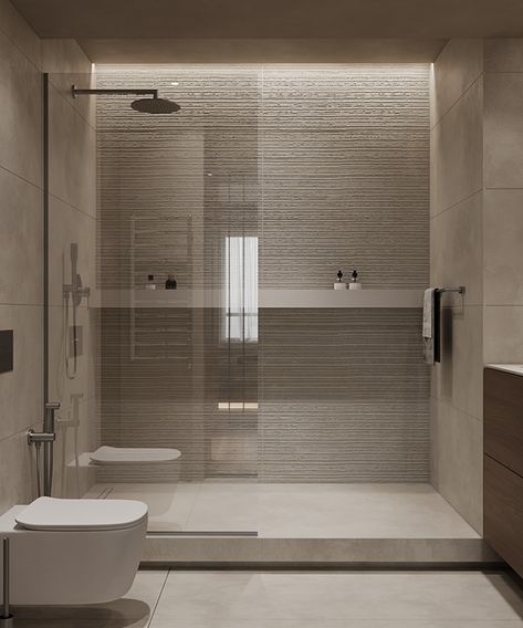 One Tile Bathroom, Bathroom Dimensions Standard, Big Showers Walk In Dream Bathrooms, Minimal Modern Bathroom, Modern Neutral Bathroom, Small Luxury Bathroom Ideas, Modern Industrial Bathroom, Small Ensuite, Bathroom Layouts