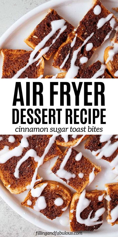 Looking for a quick and tasty dessert? These cinnamon sugar toast bites are the perfect air fryer treats! One of the easiest air fried desserts, they’re sure to satisfy your sweet tooth. Try these delicious air fryer sweets for a fun and easy dessert option! Air Fried Desserts, Air Fryer Sweets, Air Fryer Treats, Fried Desserts, Dessert Cinnamon, Air Fryer Dessert, Cinnamon Sugar Toast, Fried Dessert, Cinnamon Toast