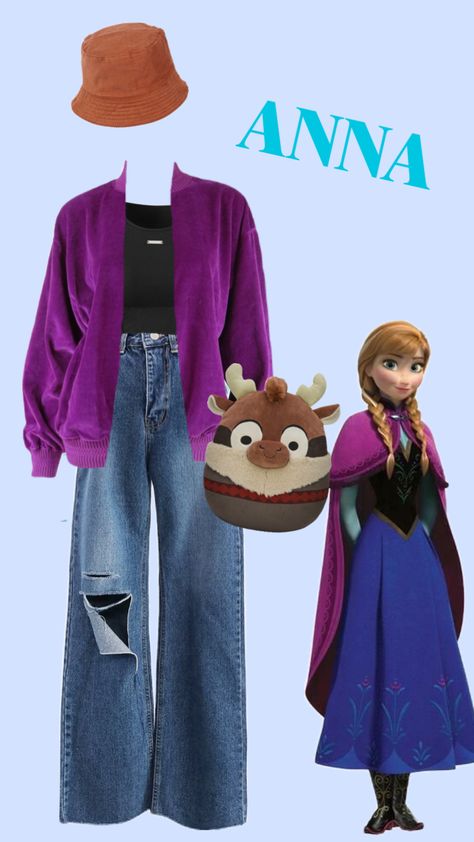 #anna Elsa Anna Disneybound, Princess Anna Inspired Outfit, Anna Frozen Outfit Ideas, Elsa And Anna Disneybound, Anna Frozen Inspired Outfits, Anna Frozen Disneybound, Frozen Anna Inspired Outfit, Anna Outfits Disney, Anna Frozen Aesthetic Outfit