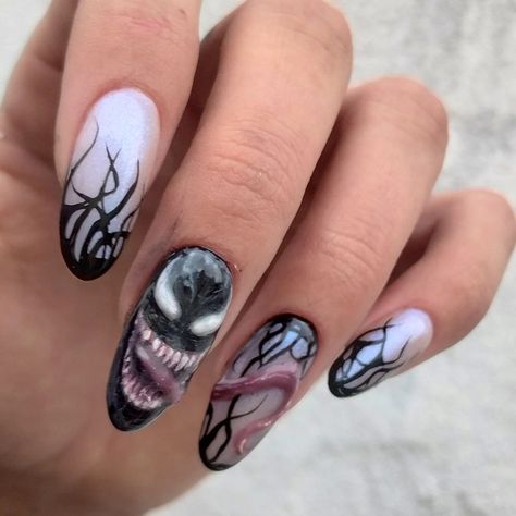 Venom Nails, Venom, Nail Inspo, Acrylic Nails, Nail Designs, Nail Art, Nails, Halloween, Quick Saves