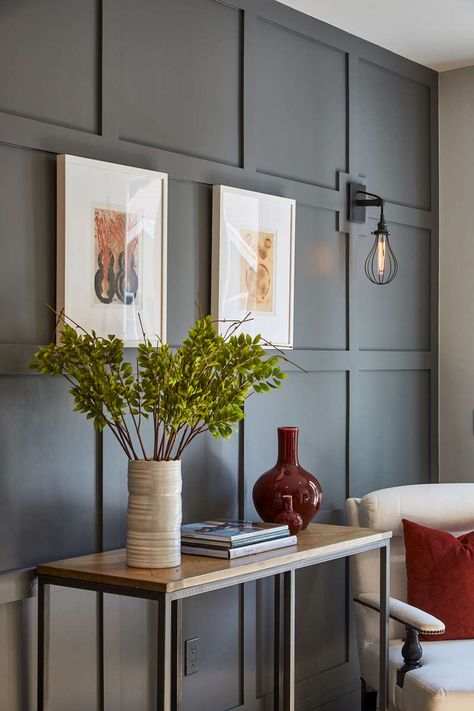 6 Ways to Revitalize Your Home from the Inside Out - The Cottage Market Molding Detail, Homey House, Dark Accent Walls, Paneled Walls, Diy Wood Wall, Fireplace Pictures, Hangout Room, Diy Wand, Front Entryway